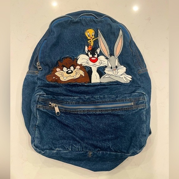 Warner Bros. Handbags - Vintage Warner Bros. Studio Store Looney Tunes Denim Backpack Bugs Bunny
